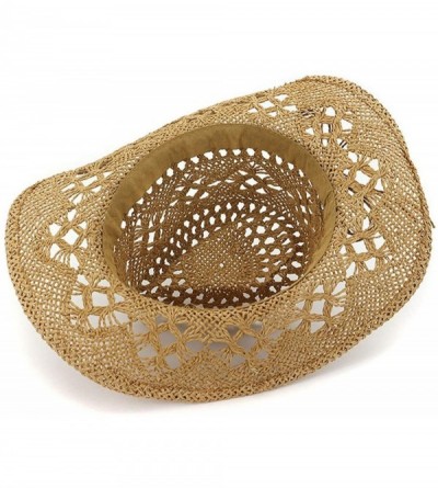 Sun Hats Fashion Hollowed Handmade Cowboy Straw Hat Women Men Summer Outdoor Travel Beach Hats - Brown - CE18RSANCSS $28.60