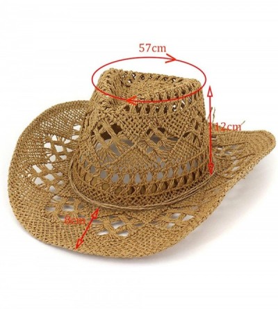Sun Hats Fashion Hollowed Handmade Cowboy Straw Hat Women Men Summer Outdoor Travel Beach Hats - Brown - CE18RSANCSS $28.60