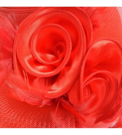 Sun Hats Lightweight Kentucky Derby Church Dress Wedding Hat S052 - Bowler-red - CB17XE92R7D $23.79