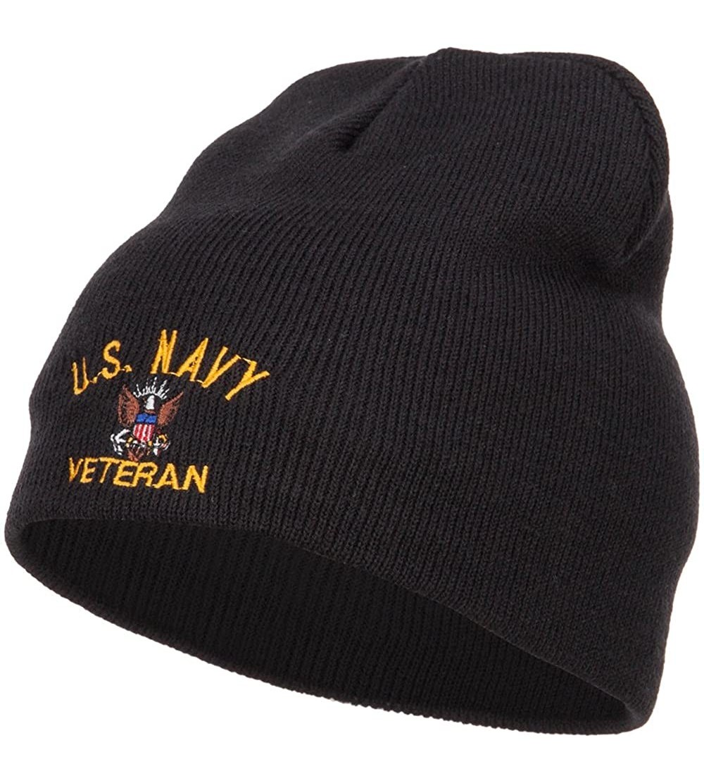 Skullies & Beanies US Navy Veteran Military Embroidered Short Beanie - Black - CJ186360L07 $16.50