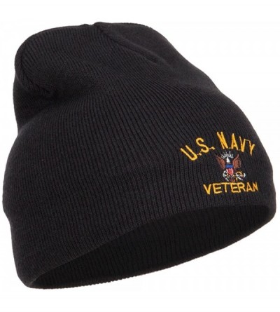 Skullies & Beanies US Navy Veteran Military Embroidered Short Beanie - Black - CJ186360L07 $16.50