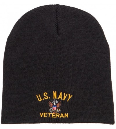 Skullies & Beanies US Navy Veteran Military Embroidered Short Beanie - Black - CJ186360L07 $16.50