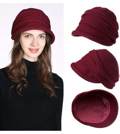 Newsboy Caps Women's Newsboy - 00757wine Red - CK18Y0Y2AYW $21.19