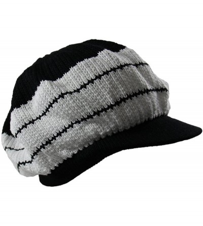 Skullies & Beanies Knit Cotton Beanie Visor - Black/White - C411WJULHNZ $31.76