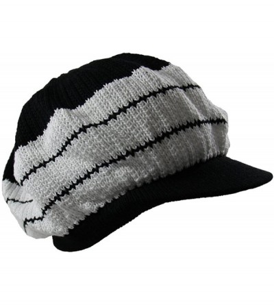 Skullies & Beanies Knit Cotton Beanie Visor - Black/White - C411WJULHNZ $13.87