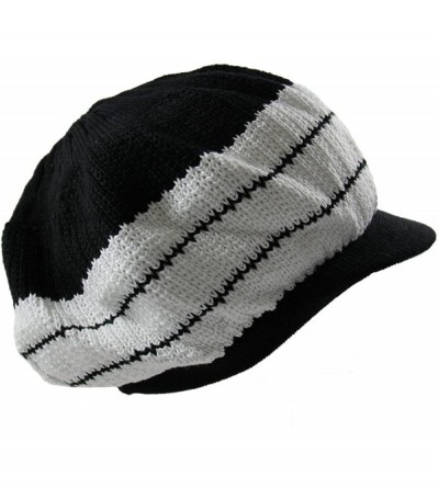 Skullies & Beanies Knit Cotton Beanie Visor - Black/White - C411WJULHNZ $13.87