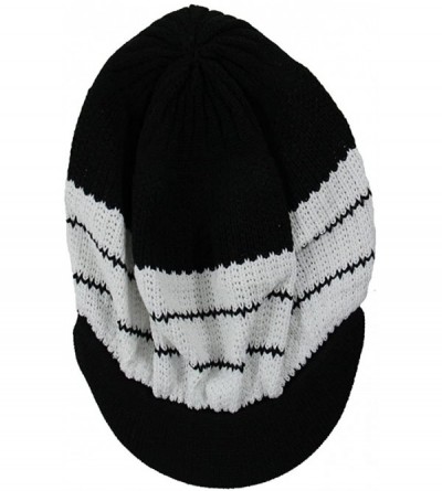 Skullies & Beanies Knit Cotton Beanie Visor - Black/White - C411WJULHNZ $13.87
