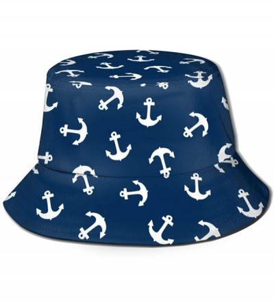 Bucket Hats Women's Summer Bucket Hat Outdoor Sun UV Protection Casual Fishing Cap - Anchor - CO192U20Q2O $15.81