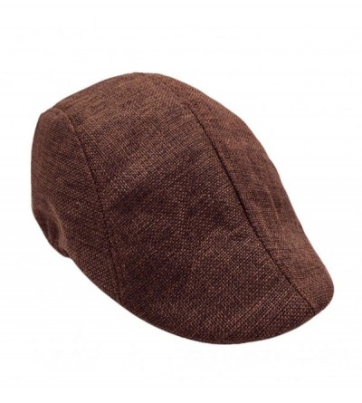 Newsboy Caps Beret Hat for Men-Outdoor Sun Visor Hat Unisex Adjustable Peaked Cap Newsboy Hat (Dark Gray) (Brown) - Brown - C...