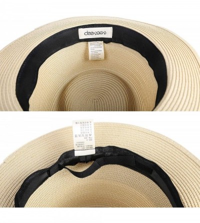 Fedoras Men's Straw Fedora Hats Short Brim Summer Trilby Sun Hat - Natural - CG18NZZLEDN $17.18