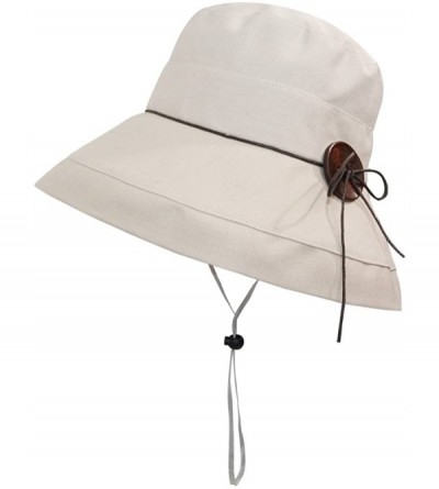 Sun Hats Womens Floppy Wide Brim Hat-Summer Sun Beach Bucket Hat Packable Cap - Bucket Hat Beige - CI18DOOG5YY $15.20