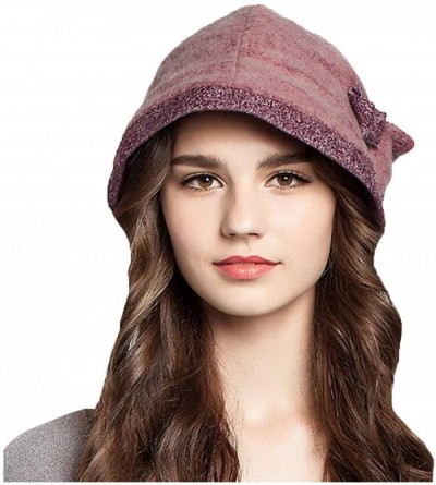 Bucket Hats Women's Decorative Flowers Wool Bucket Hat - Red - CO12J570721 $14.34