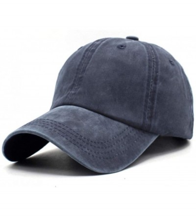 Baseball Caps Unisex Vintage Washed Distressed Baseball-Cap Twill Adjustable Dad-Hat - A05-navy - CM18C0XCSOQ $11.50