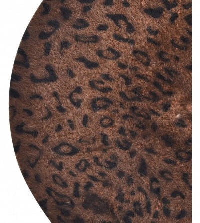 Berets Womens Warm French Beret Hat Leopard Print Beret Cap - Dense Coffee - CT192NWLMY8 $16.88