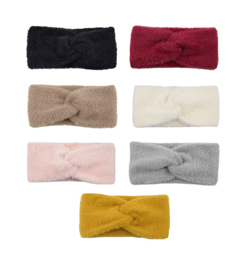 Cold Weather Headbands Fleece Warmers Headbands Winter Turban - Pack of 7 Pieces in 7 Colors - C5192QYKYWT $10.94