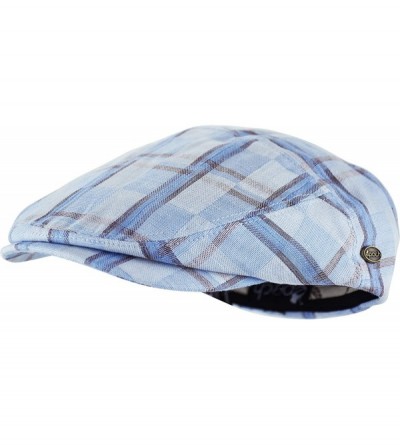 Newsboy Caps Men's Premium Cotton Summer Newsboy Cap SnapBrim Ivy Driving Stylish Hat - Blue Plaid-4022 - CA18QAXZSYS $33.48