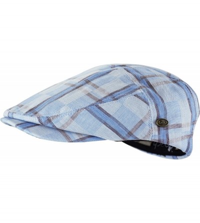 Newsboy Caps Men's Premium Cotton Summer Newsboy Cap SnapBrim Ivy Driving Stylish Hat - Blue Plaid-4022 - CA18QAXZSYS $14.93