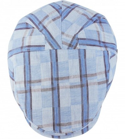 Newsboy Caps Men's Premium Cotton Summer Newsboy Cap SnapBrim Ivy Driving Stylish Hat - Blue Plaid-4022 - CA18QAXZSYS $14.93