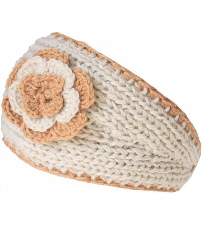 Headbands Winter Two Tone Flower Headband - Cream - C912MYAIW5G $7.87