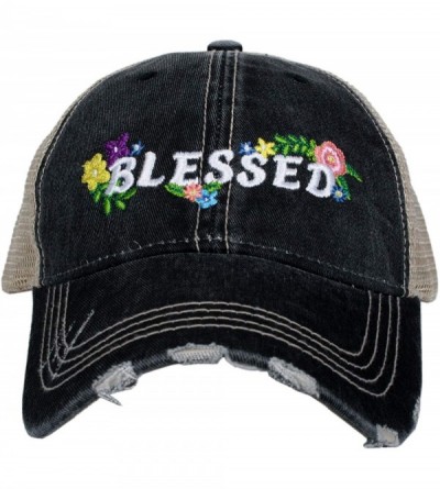 Baseball Caps Blessed Baseball Cap - Trucker Hat for Women - Stylish Cute Ball Cap - Black Floral - CE18YRD2AAM $23.42