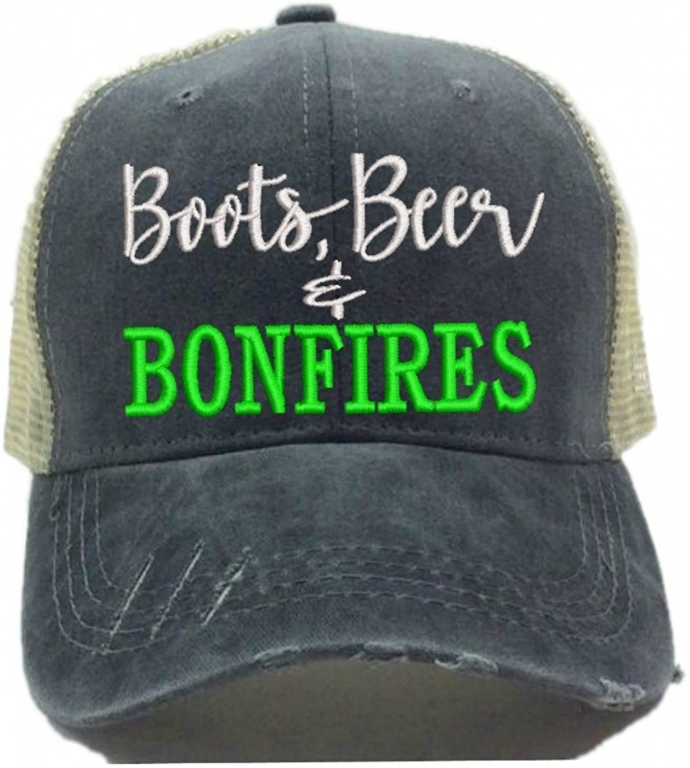 Baseball Caps Women's Trucker Hat"Boots- Beer & Bonfires Custom Distressed Drinking Party Baseball Cap - CD18GNCQ8X5 $24.86