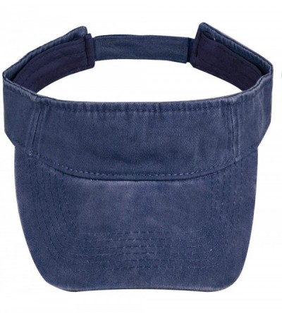 Visors Sun Visor Cap- Washed Cotton Twill Wide Brim Adjustable Visor Golf Hat - 1-navy Blue - CA18YAEMIYH $9.87