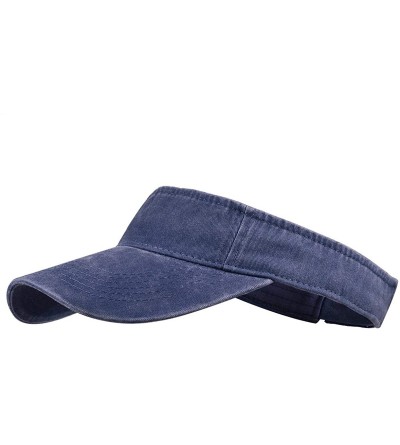 Visors Sun Visor Cap- Washed Cotton Twill Wide Brim Adjustable Visor Golf Hat - 1-navy Blue - CA18YAEMIYH $9.87