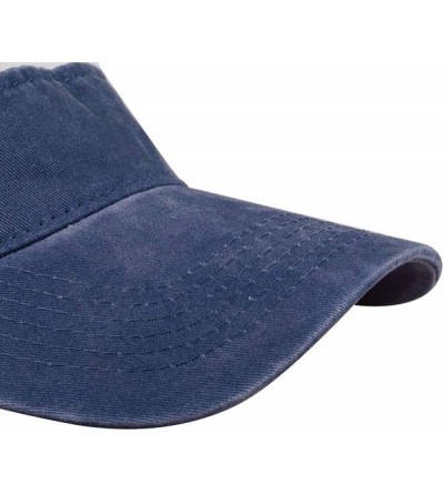 Visors Sun Visor Cap- Washed Cotton Twill Wide Brim Adjustable Visor Golf Hat - 1-navy Blue - CA18YAEMIYH $9.87