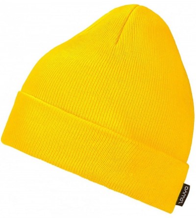 Skullies & Beanies Winter Warm Knit Cuff Beanie - Skull Cap Ski Cap - Daily Beanie for Men & Women - Neon Yellow - CU18IK3RHR...