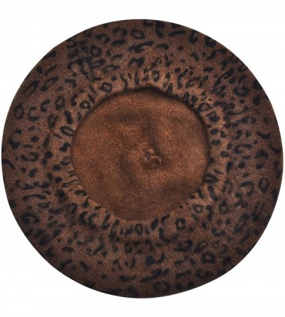 Berets Womens Warm French Beret Hat Leopard Print Beret Cap - Dense Coffee - CT192NWLMY8 $16.88