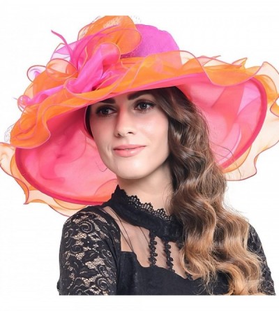 Sun Hats Kentucky Derby Church Hats for Women Dress Wedding Hat - Watermelon With Orange - CR17YC0OC0Y $24.84