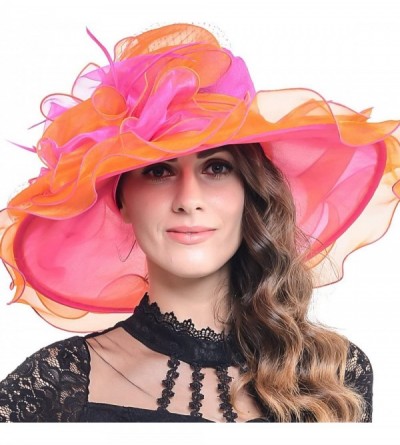 Sun Hats Kentucky Derby Church Hats for Women Dress Wedding Hat - Watermelon With Orange - CR17YC0OC0Y $24.84