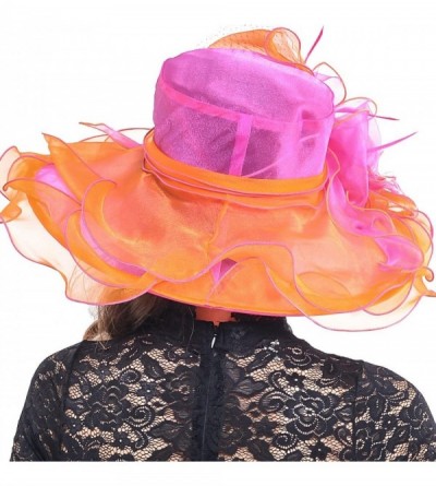 Sun Hats Kentucky Derby Church Hats for Women Dress Wedding Hat - Watermelon With Orange - CR17YC0OC0Y $24.84