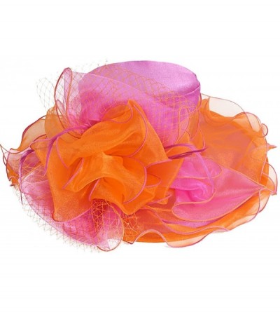 Sun Hats Kentucky Derby Church Hats for Women Dress Wedding Hat - Watermelon With Orange - CR17YC0OC0Y $24.84