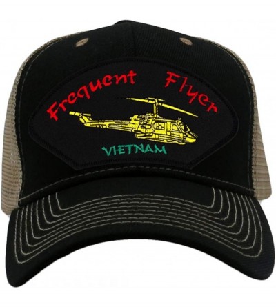 Baseball Caps Frequent Flyer - Vietnam Hat/Ballcap Adjustable One Size Fits Most - Mesh-back Black & Tan - C218N7AK95U $45.33