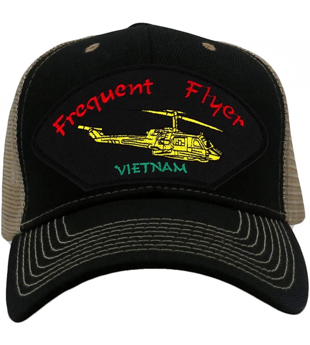 Baseball Caps Frequent Flyer - Vietnam Hat/Ballcap Adjustable One Size Fits Most - Mesh-back Black & Tan - C218N7AK95U $26.84