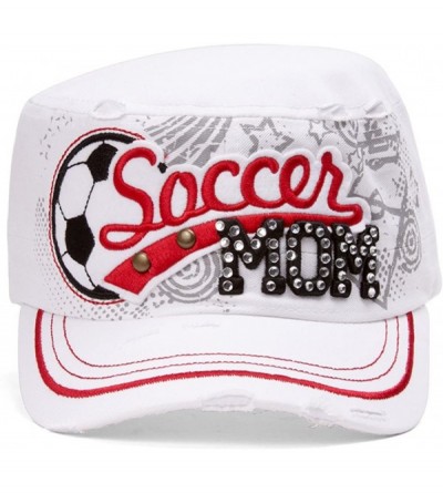 Baseball Caps Sports Mom Distressed Adjustable Cadet Cap - White - C911NZJ8OKN $13.75
