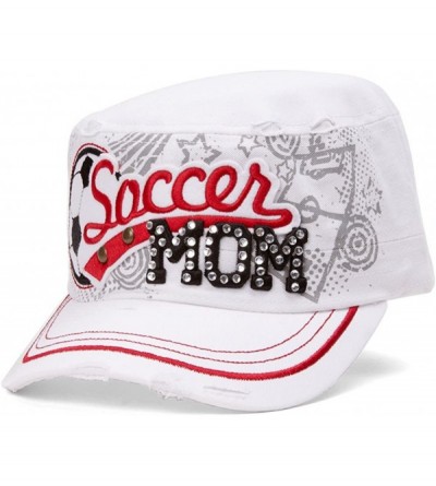 Baseball Caps Sports Mom Distressed Adjustable Cadet Cap - White - C911NZJ8OKN $13.75