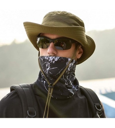 Sun Hats Men's Outdoor Waterproof Fishing Hat UPF 50+ Bucket Sun Hat Mesh Sun Block Cap - Army Green - CR18S0T7S7D $10.23