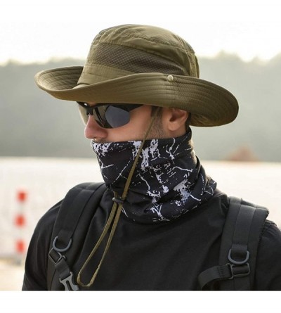 Sun Hats Men's Outdoor Waterproof Fishing Hat UPF 50+ Bucket Sun Hat Mesh Sun Block Cap - Army Green - CR18S0T7S7D $10.23