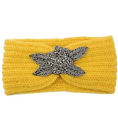 Cold Weather Headbands Chunky Headbands Warmers Crochet - Yellow - CY192HMWKTE $18.01