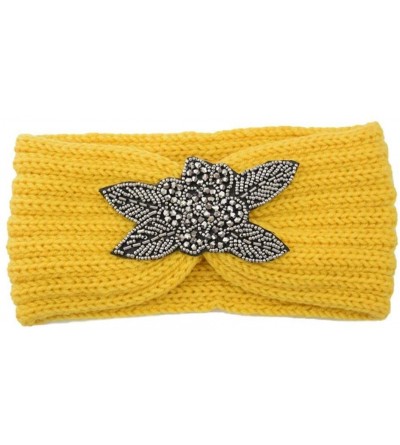 Cold Weather Headbands Chunky Headbands Warmers Crochet - Yellow - CY192HMWKTE $10.26