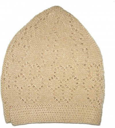 Skullies & Beanies Kufi Cap For Men - Crocheted - Beige - C1189XXRX8C $13.59