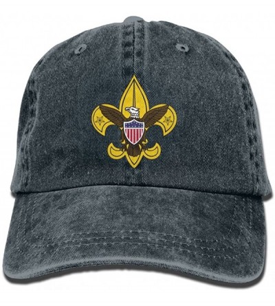 Baseball Caps Unisex Boy Scout Fleur De Lis Dyed Washed Denim Cotton Baseball Cap Hat Black - Navy - CN18CUCHUZ4 $13.78