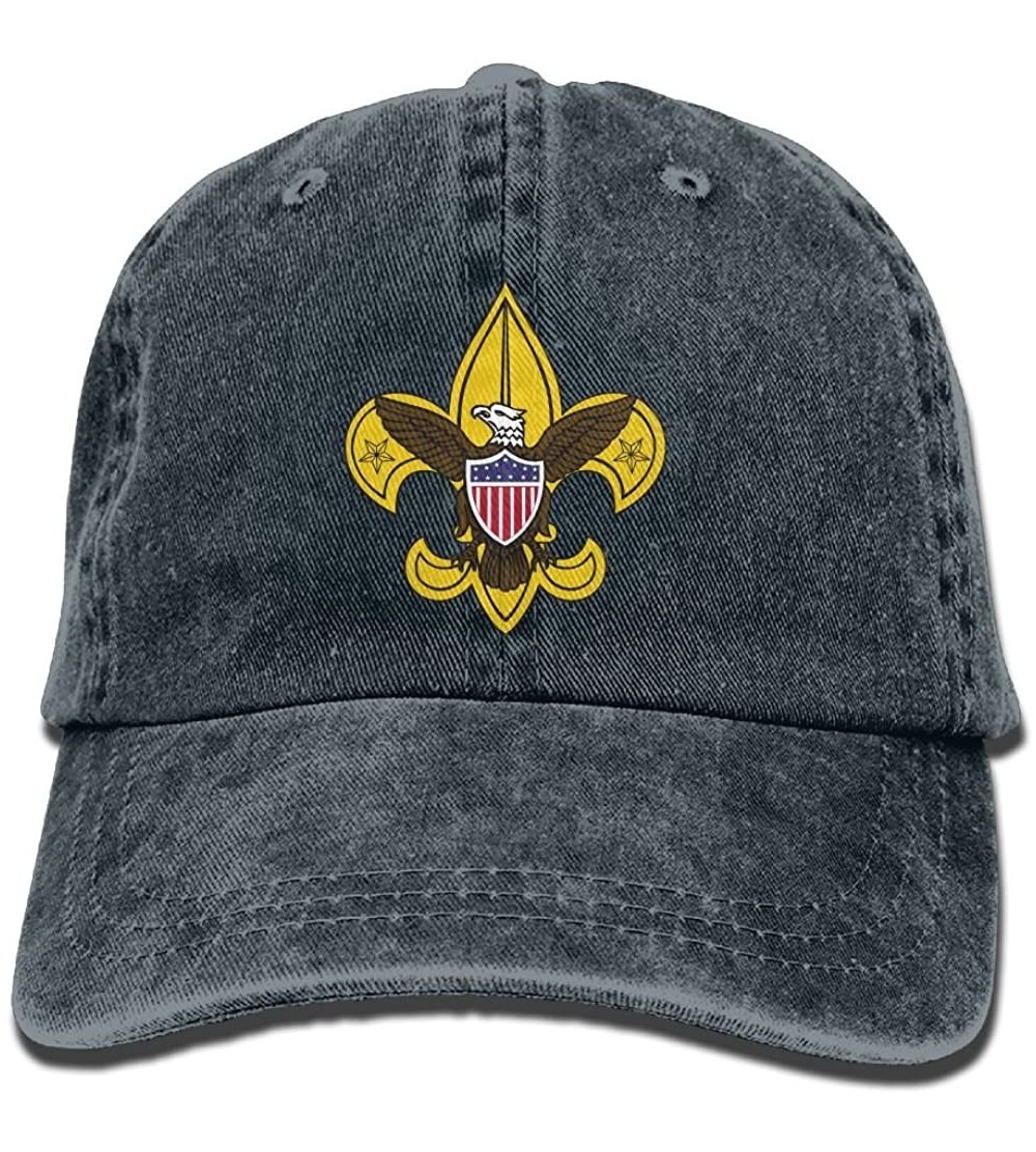 Baseball Caps Unisex Boy Scout Fleur De Lis Dyed Washed Denim Cotton Baseball Cap Hat Black - Navy - CN18CUCHUZ4 $13.78