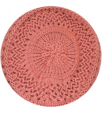 Berets Women's Warm Crochet Knit Beret Hat - Pink - CI11LGXYWGZ $8.16