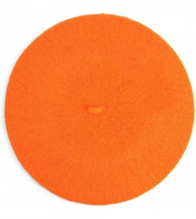 Berets Women's Ladies Solid Colored Classic French Wool Blend Beret Hat Cap - Orange - CZ187GGD2ME $18.29
