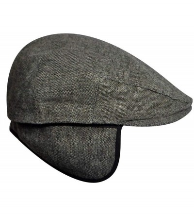 Newsboy Caps Men Ainsley Earflap Flat Cap - Grey Tweed - CM12N2PTPTJ $31.44