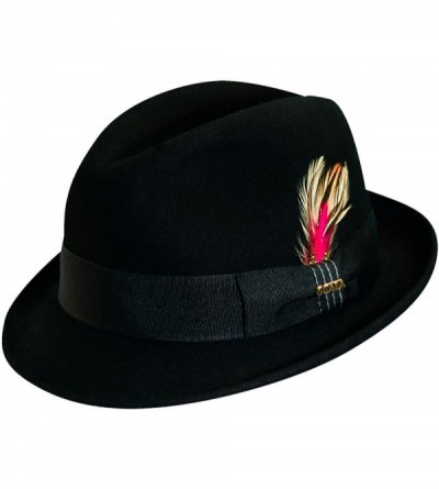 Fedoras Crushable Water Repellent Wool Felt Fedora Hat - Black - CV11O5MUT89 $49.90