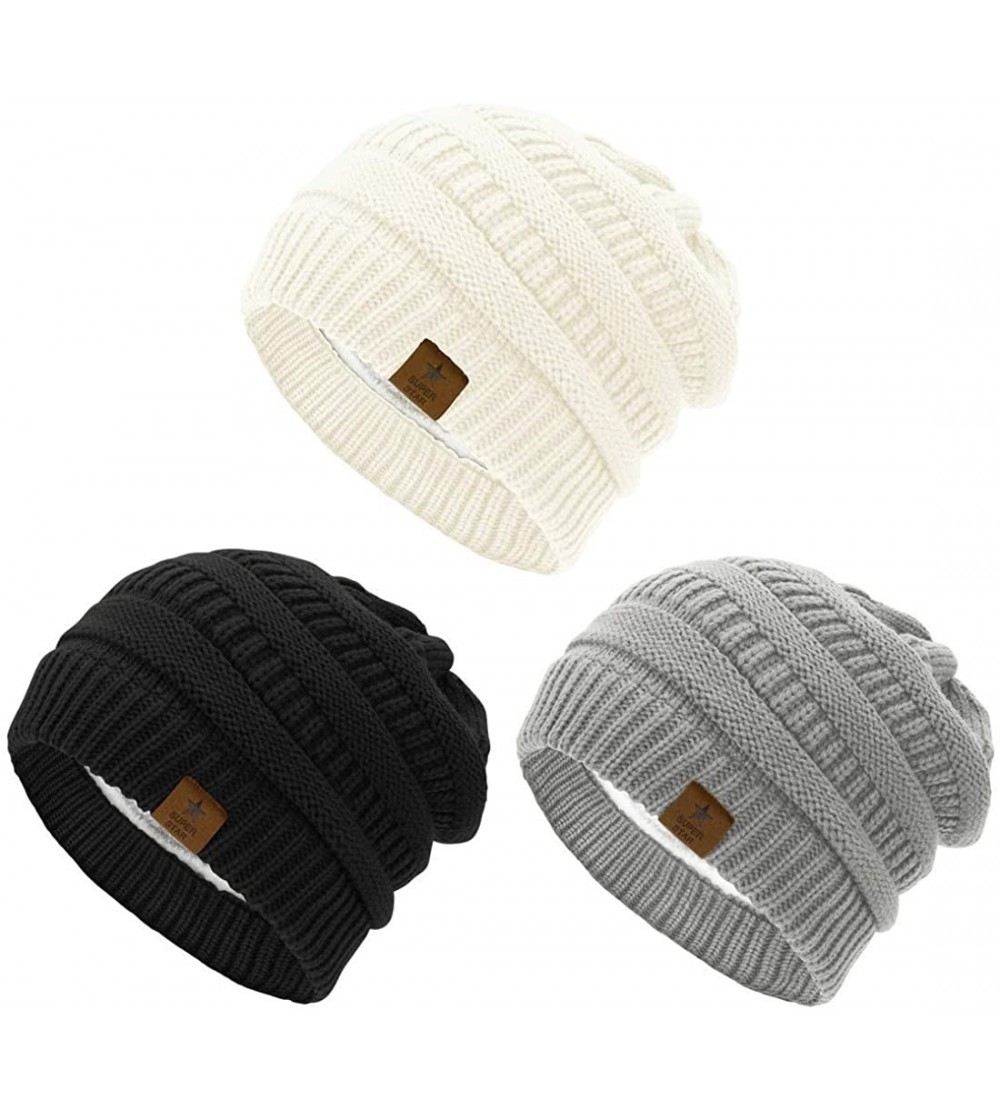 Skullies & Beanies Winter Hats for Women Knit Beanie Hat Thick Unisex Warm Skull Caps for Men Unisex Warm Skiing Beanies - CD...
